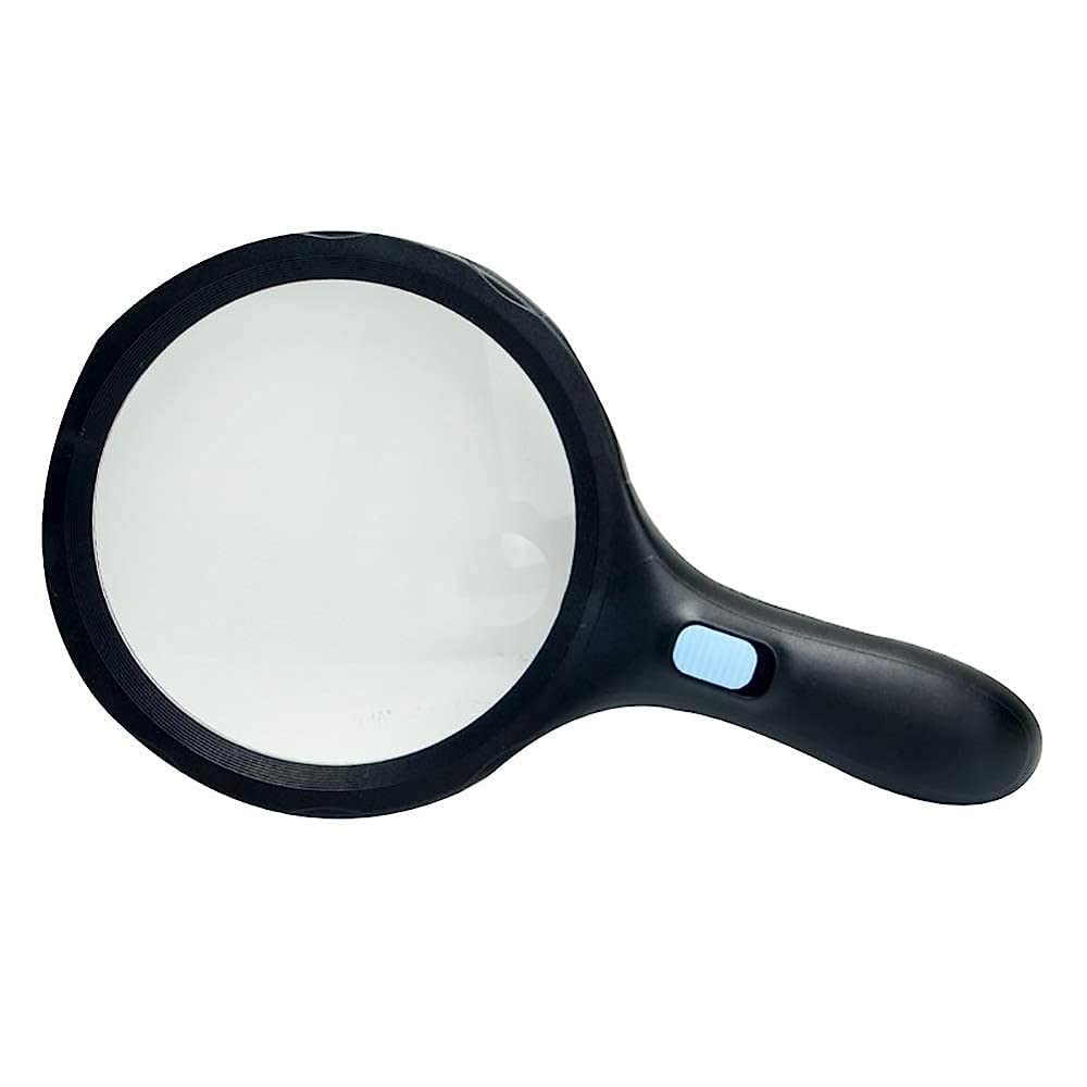 asdchZen Magnifying Glass,With 12 Led Light Portable Handheld Magnifying Glass,With 10X 20X Magnification For Reading Magnifier/Black
