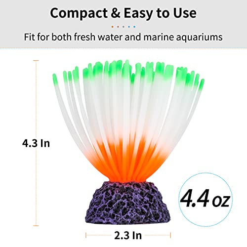 Image of Uniclife Aquarium Imitative Green Sea Urchin Ball Artificial Silicone Ornament with Glowing Effect for Fish Tank Landscape Decoration