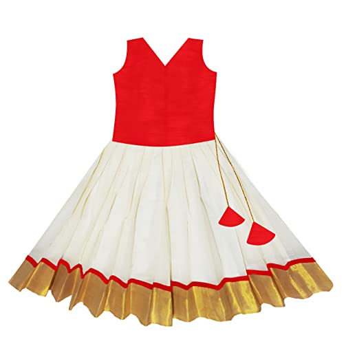Silstory Onam Traditional Kerala Set Kasavu dress for Baby Girl's, Kids, Girls and Teens - Pattu Pavada Silk & Traditional Classic Lehenga Choli 0-14 years