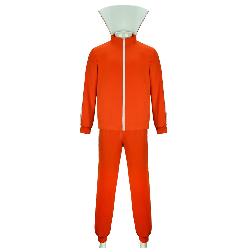 Funhoo Tuta da Ginnastica Abiti Sportivi Costume Cosplay Arancione Colletto Stand-up Cappotto Pantaloni Allenamento Palestra Abbigliamento Sportivo Cerniera per Uomo Ragazzo