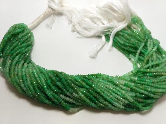 Perles chrysoprase naturelle AAA de 3mm en rangs de 13 pouces de qualité gemme