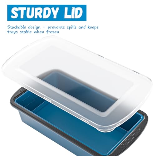Image of GORCI Silicone Freezer Tray With Lid, 2 Large 4 Cup Large Soup Freezer Molds Container for Meal Prepping, Ice Cube Tray, Perfect for Storing Leftovers, Sauces, Lasagna, 2-Pack