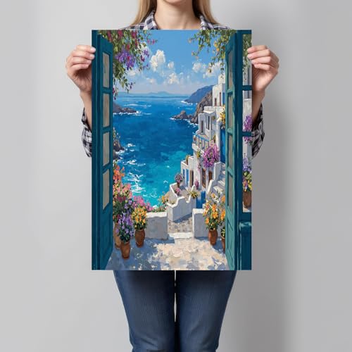Pintura al óleo de isla y ventanas para llenar de paz tu dormitorio moderno 2