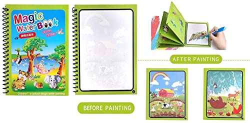 Image of Reusable Magic Water Quick Dry Coloring Books for Kids Colouring Doodle Pen Water Painting Book for Children Education Drawing Pad Kids Learning /Fun Books (Random Designs) - No Colors Required (4)