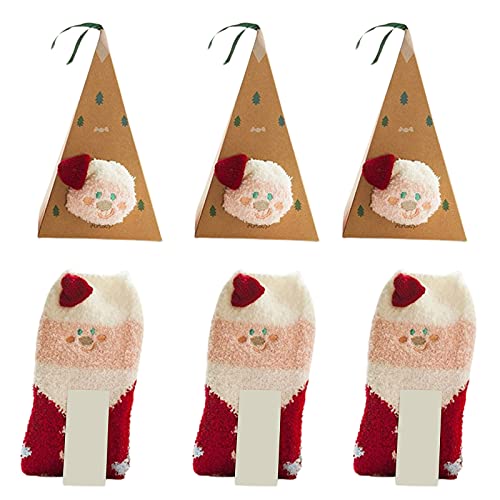 ZXCFTG Weihnachtssocken, flauschig, 3 Paar Plüsch-Hausschuh-Socken für Frauen, bunt, warm, flauschig, niedliche Hausschuh-Socken für Mädchen, flauschige Crew-Socken, Winter warme Socken Cover