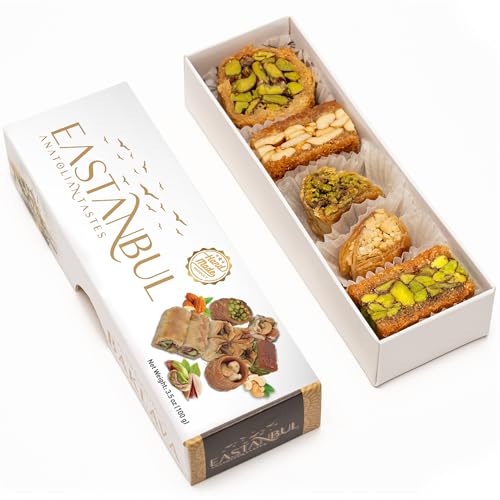 Eastanbul Baklava, 3.5oz, Baklava Pastry, Pistachio Gift Box, Middle Eastern Sweets, Premium Gourmet Desserts, Pistachio & Cashew Rich Pastry, Dulces Arabes, Arabic Sweets, Turkish Gifts