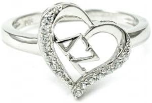The Collegiate Standard Sterling Silver Delta Zeta Heart Ring Set with CZs