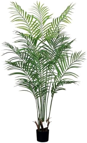 Jexine 2 Pack Artificial Areca Palm Plant Fake Palm Tree, Faux Plant For Home Decor