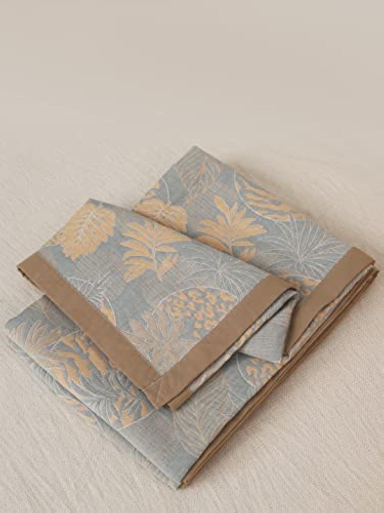 Abstract Floral Weave Yellow and Grey Bedspread