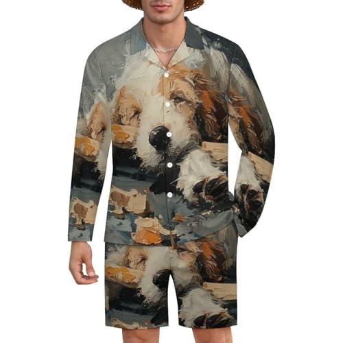 Dogs Bone And PawsMen's Long-sleeved Suits for Everyday Casual Wear