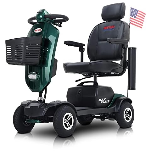 4-Wheel Metro Mobility Scooter for Adults and Seniors, Electric Folding Mobility Scooters with Seat, 300 lbs Capacity-Long Range Power Extended Battery-Max Plus Emerald Cover