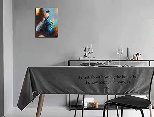 Dancing Lady Wall Art For Bathroom Canvas Prints Attractive Woman Dancer In Blue Dress Painting Ready To Hang Wall Decor 12X16 Inch #TOP1