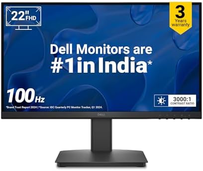 Dell SE2225HM 21.5"/54.6cm FHD, 100Hz Refresh, VA Panel, 5ms Response, Tilt Adjust, 3000:1 Contrast, 250 cd/m2, Ports: HDMI, DP 1.2, VGA, TÜV Rheinland 3-Star Eye Comfort, Ultra-Thin bezels Monitor