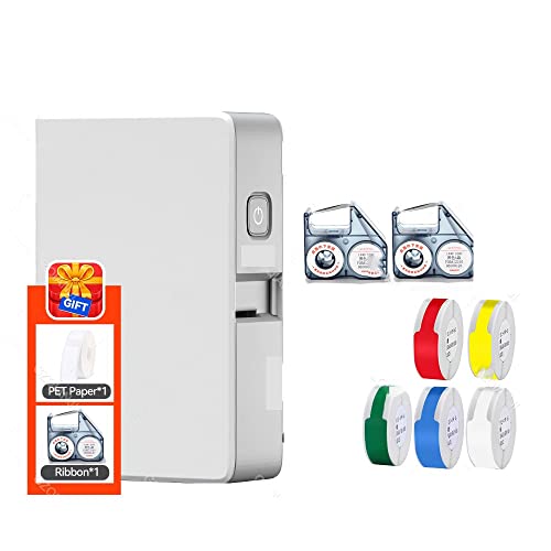 Image of Mini Portable Label Printer Thermal Transfer Pocket Printer with Black Ribbon(5Cable1Ribbon)