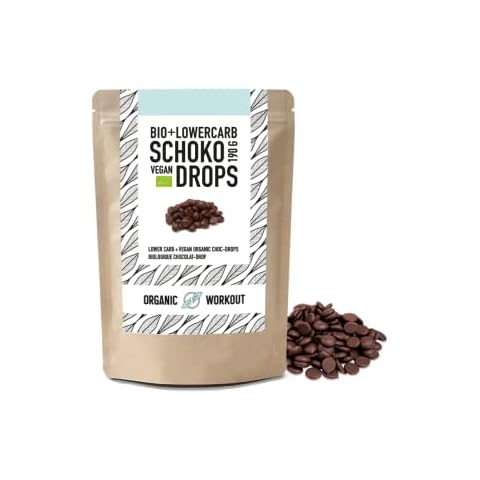 Organic Lower-Carb Chocolate Chips | Drops sweetened with erythritol without added sugar*, vegan, for snacking or baking, ideal for low-carb, reduced carbohydrates - ketogenic diet, organic workout Cover