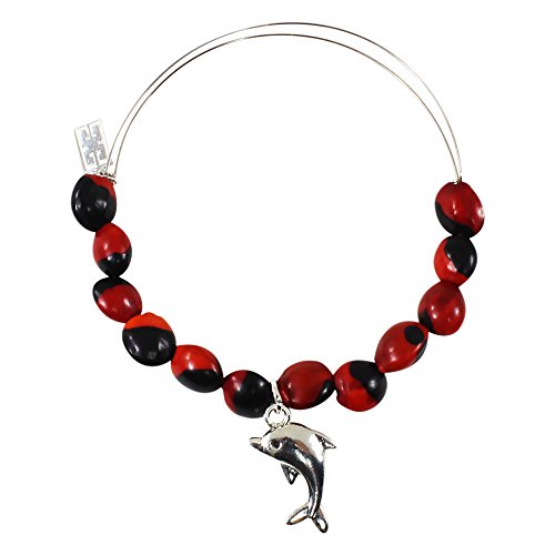 Image of EVELYN BROOKS Adjustable Bangle Bracelet (Multiple Charm Styles) for Women-w /Meaningful Good Luck Seed Beads - Handmade Jewelry | Great Gifts for Teen Girl Gifts & Great Addition to Girls Jewelry