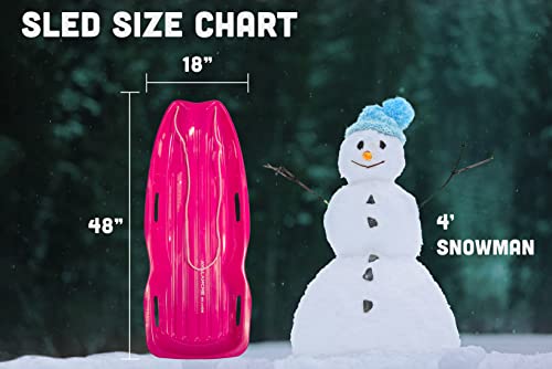 Avalanche Brands | 48" Sprinter Snow Sled with Rope & Handles | Pink | Fit for 2 Riders
