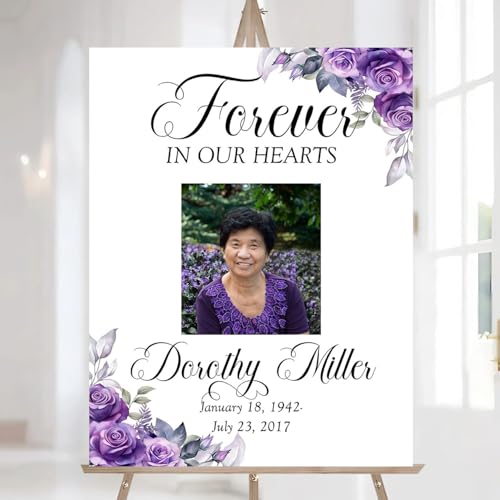 Purple Roses Funeral Welcome Sign, Lavendar Roses Celebration of Life Welcome Sign, Memorial Sign, Funeral Memorial Sign, In Loving Memory Sign, The Life of Funeral Sign, Celebration Of Life Sign #025