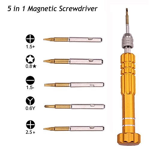 Ogodeal 5 in 1 Screwdriver Kit for Apple iPhone X 8 8 Plus 7 Plus 6s 6 Plus, Y000 Triwing, 0.8 Pentalobe,PH000 Phillips, Flathead T5 Trox Screwdriver Repair Tool Set for Samsung, LG,Motorola,Huawei