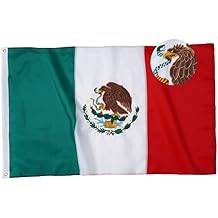 TOPFLAGS Mexican Flag 3x5 Embroidered Mexico Flags Bandera de MX Heavy Duty Sewn Stripes with 2 Brass Grommets