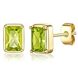 Ritach Stud Earrings for Women - Peridot Earrings Stud Earrings Gold Earrings for Girls Hypoallergenic Earrings for Women Peridot Jewelry August Birthday Gifts for Women Teen Girl Gifts Trendy Stuff
