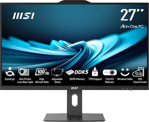 MSI AIO PRO AP272P 14M-886XEU i7-14700 27" IPS LED FHD non touch antiriflesso 16 GB SSD 1 TB M.2 AX211 WiFi 6E senza sistema operativo Nero