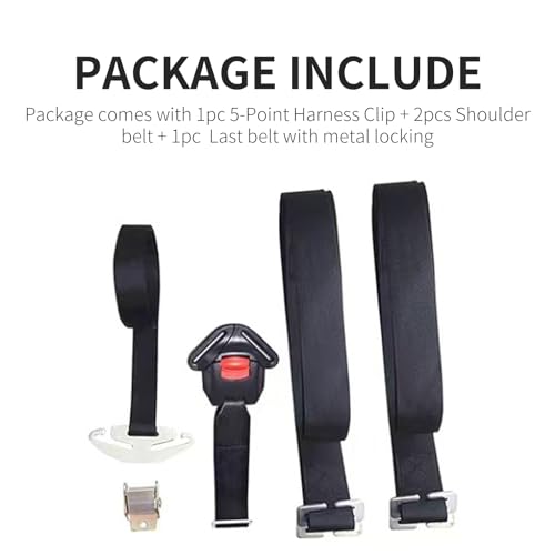Image of Baby Chair 5pt 5 Point Harness Belt Width 38mm /1.5in | Child Seat, Shoulder Belt Length 44.8in, Adjustable Straps, with Locking Buckle