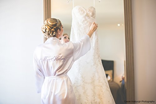 Personalized Mrs. Satin Bridal Robe - White Wedding Robe for Bride to Be3