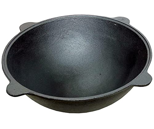 Free2Buy CKG Heavy Duty Cast Iron ????? Oven Tatar Dish Plov ???? Pot Mangal Making Cookware Kazan Insulated Double Handle with Lid Cooking Frying Pan – 22 L - Cooking Gifts
