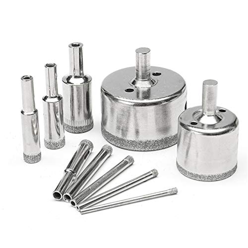 Juego de 10 brocas diamantadas 3-50 mm para vidrio y mármol miniatura 1