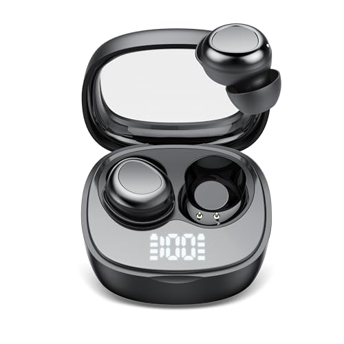 Sleep Ear Buds, 2025 True Wireless Earbuds, Ultra-Mini Bluetooth 5.4 Earbuds for Side Sleepers, 53H Play Hi-Fi Stereo 3D Bass Noise Cancelling Bluetooth headphones, USB C, IP7 Waterproof LED Earphones