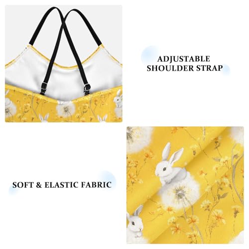 senya Girls Swimsuits One-Piece Swimwear Tie Bathing Suit Beach Summer Round Neck 7-8T Dandelion Rabbit Pattern3