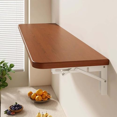 Bureau Mural Pliable avec Étagère Table Rabattable Gain de Place - 2