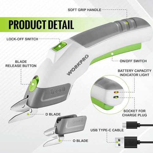 Cordless Electric Scissors for Fabric, Leather, Carpet and Cardboard