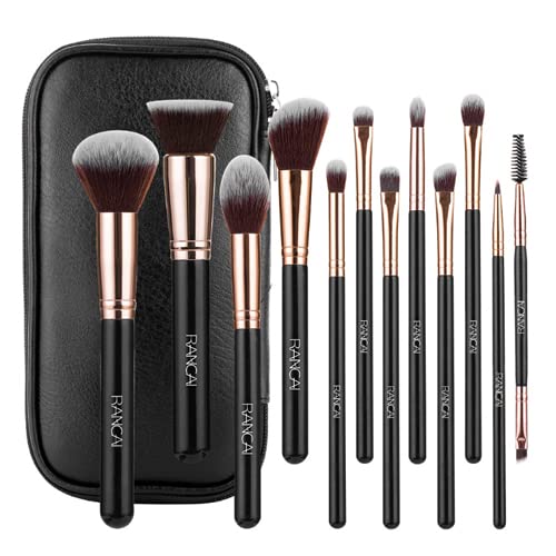 メイクブラシ 12本 セット ポーチ付き ブラック 化粧ブラシ ファンデーションブラシ フェイスブラシ メイク道具