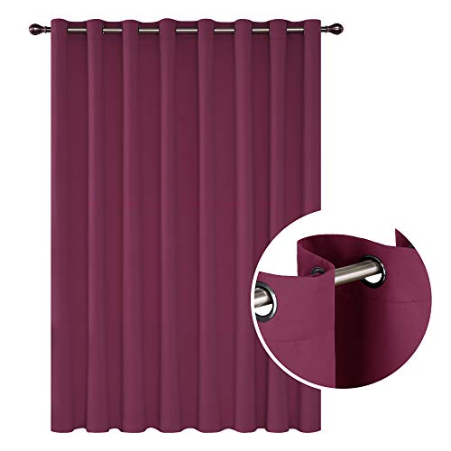 Image of Deconovo Decorative Darkening Grommet Divider Thermal Insulated Blackout 1 Panel Wide Width Curtain for Room, 100W X 95L, Fuchsia