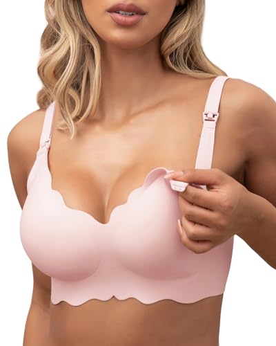 As Fairy Plus Size Nursing Bra for Women Plus Size Maternity Bras for Pregnancy Sleeping Bras (Pink Large)
