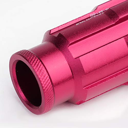 Image of DNA MOTORING LN-ZTL-9025-15-PK 20Pcs M12 x 1.5 Open End Style Wheel Lug Nuts w /Deep Drive Extension Adapter, 24mm OD /50mm H, Pink