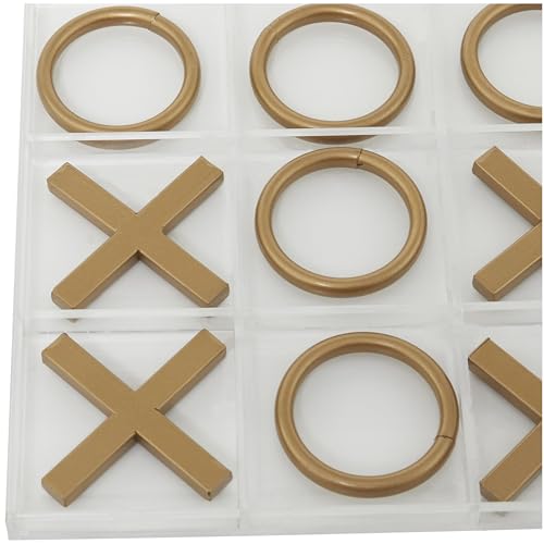 Deco 79 Metal Tic Tac Toe Game Set con piezas doradas, 12" x 1" x 12", Dorado miniatura 2