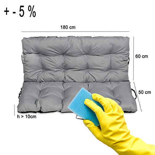 Superkissen24. Large Garden Bench Seat Cushion Seat Pad - 180x50 and 180x60 cm back - Seat cover for Garden Swing or Garden Sofa - Outdoor/Indoor Long Bench Pillow - Waterproof - green