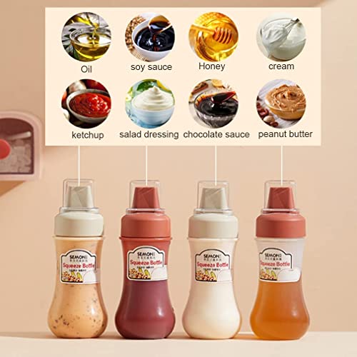 Image of kunya Ketchup Bottles Refillable Salad Dressing Tomato Sauce Mayo Syrup Squeeze Containers Bottle Lunch box Plastic Portable Squeezable Squirt Condiments Jars (Multicolor) (Multi Hole)