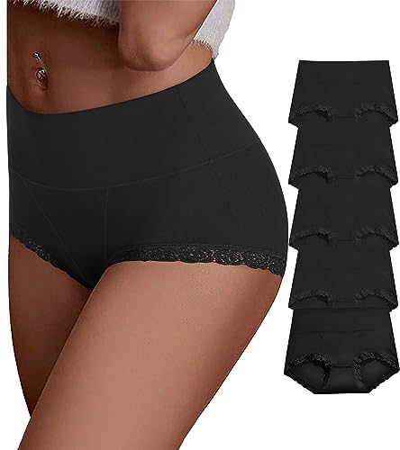 Image of Women's Cotton Underwear,Ladies Soft Stretch Tummy Control Comfy No Muffin Panties Boyshorts