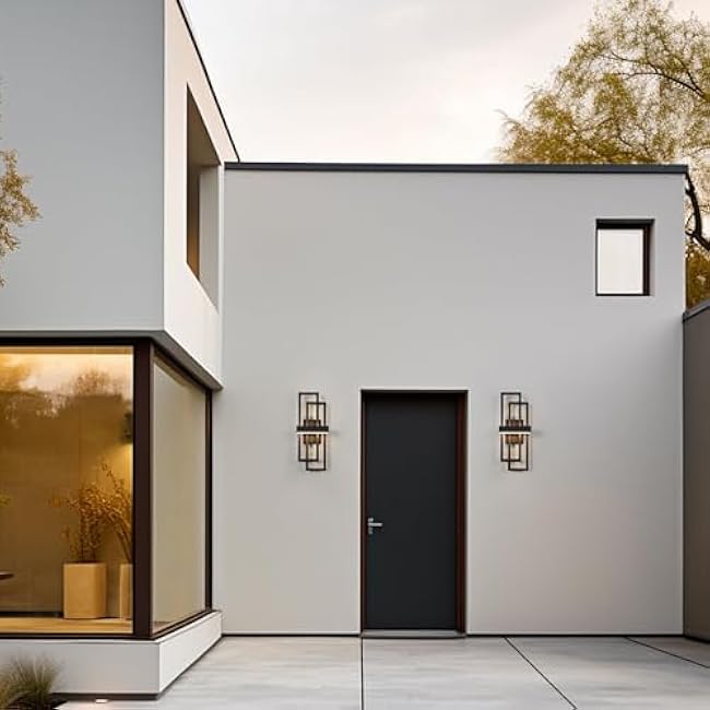 LamQee Modern Outdoor Wall Lights 20 inch Dual Rectangle 12W Black