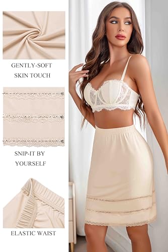 Avidlove Half Slips for Women Underskirt Dress Extender Lace Trim Knee Length Short Skirt3