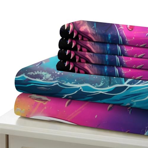 Housse de couette requin impression 3D haute définition parure de lit microfibre - 6
