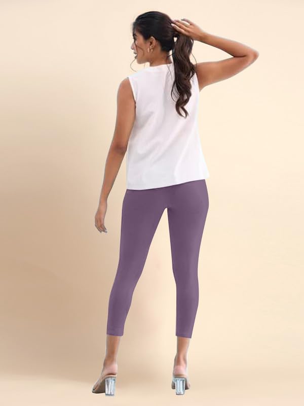 Image of TRENDMALLS Women's Microfiber Elastane Stretch Soft Cropped Leggings with Ultrasoft Waistband for Women