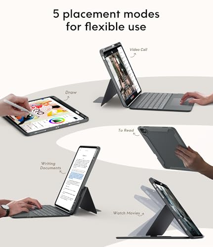 Image of CHESONA Magic Keyboard Case for iPad Pro 13 inch (M5 2025 /M4 2024) | Magnetic Detachable Case, 7-Color Backlit Keyboard, Smart Trackpad, 15-180 Adjustable Stand, Grey