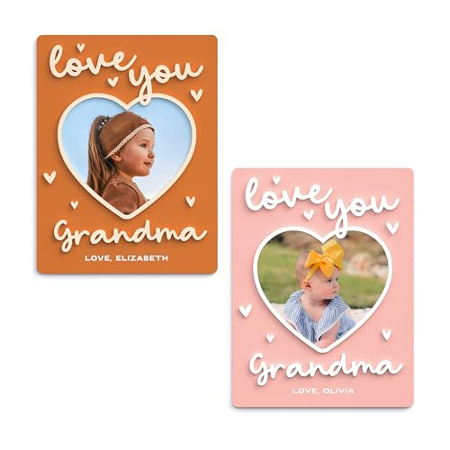 The Cotton & Canvas Co. Personalized Love You Grandma Fridge Photo Magnet Frame, Mother's Day, Gift for Nana, Keepsake, Photo Frame, Grammie, Grandma to Be, Grammy