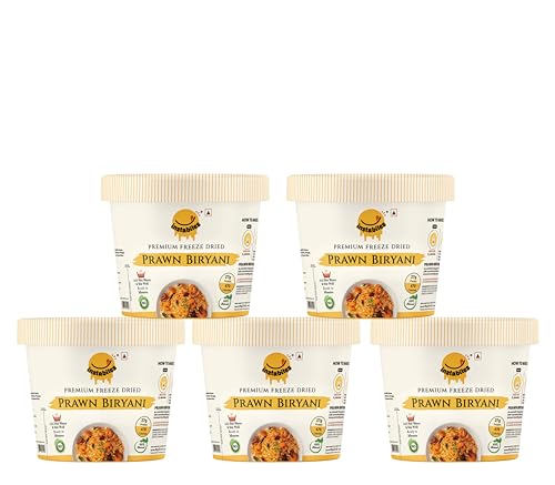 Image of Instabites Ready to Eat Prawn Biryani Cup 65g, No Added Preservatives and Ready to Eat in Minutes - Pack of 5