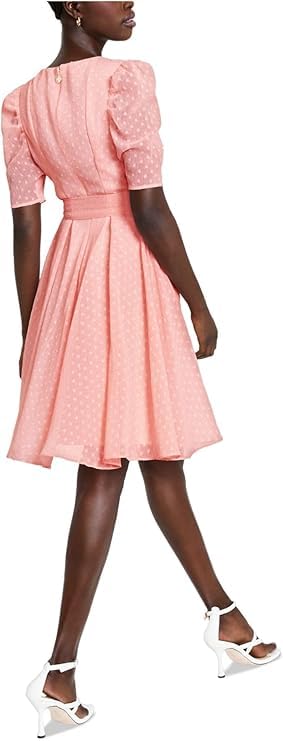 Image of Tommy Hilfiger Women's Puff Sleeve V-Neck Tie Waist Chiffon Mini Dress